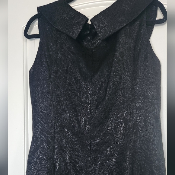 Tahari Black Textured Mini Dress With Metallic Pattern - Picture 3 of 5